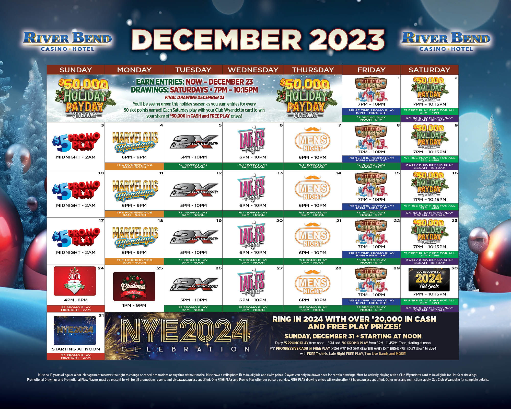 December 2023 Promotions Calendar