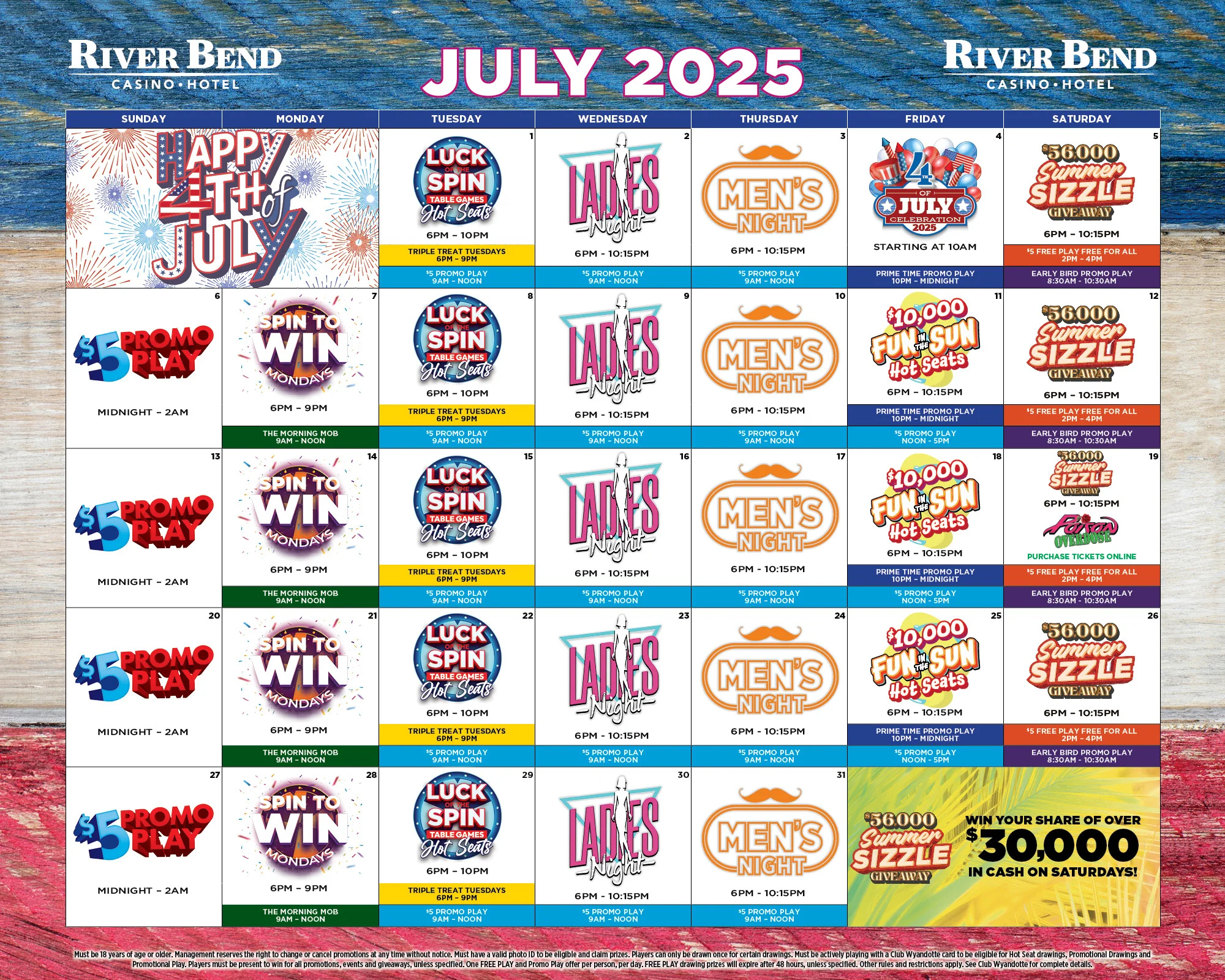 July Promo Calendar