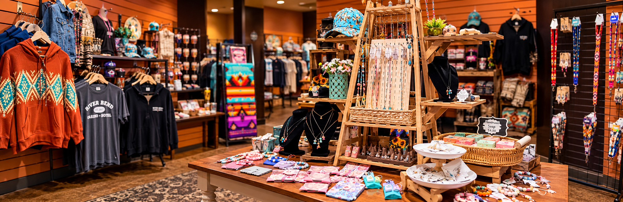 Interior of the River Bend Casino Gift Shop featuring merchandise displays