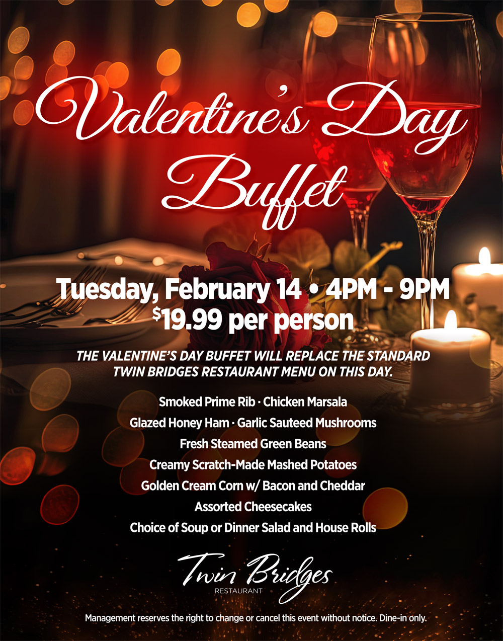 Twin Bridges Restaurant Valentine's Day Buffet