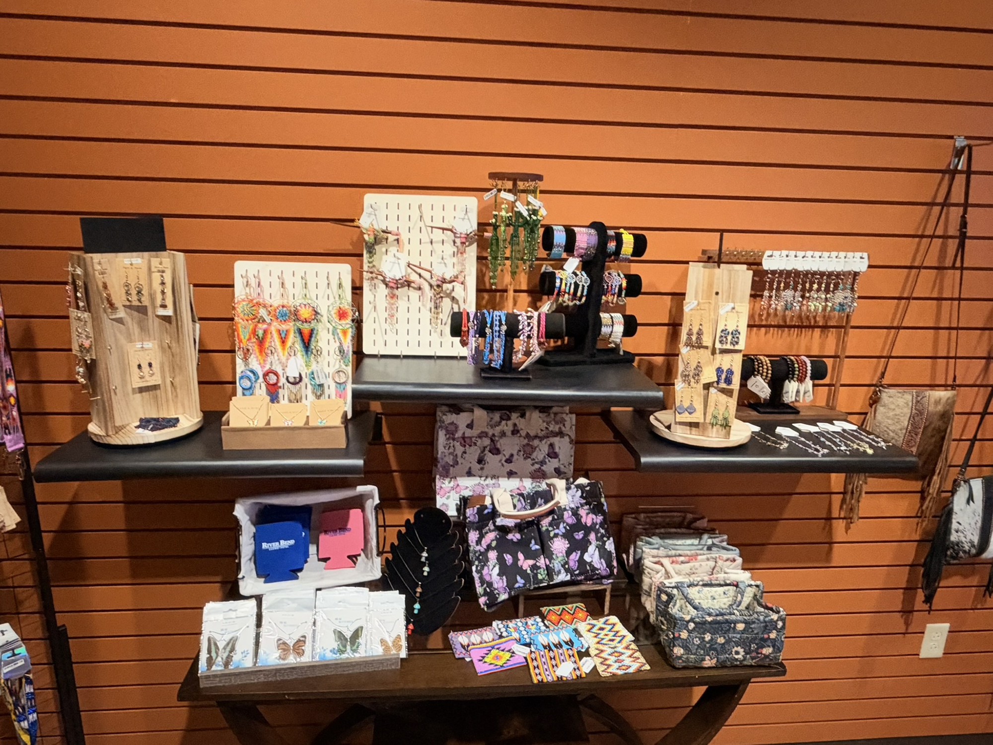 Gift Shop jewelry and accessories displayed on a table